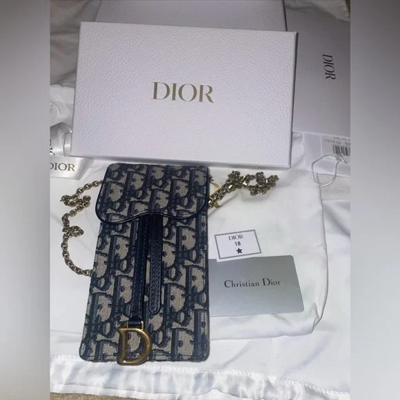 Dior Bags Christian Dior Vertical Saddle Pouch Blue Dior Oblique Jacquard Poshmark